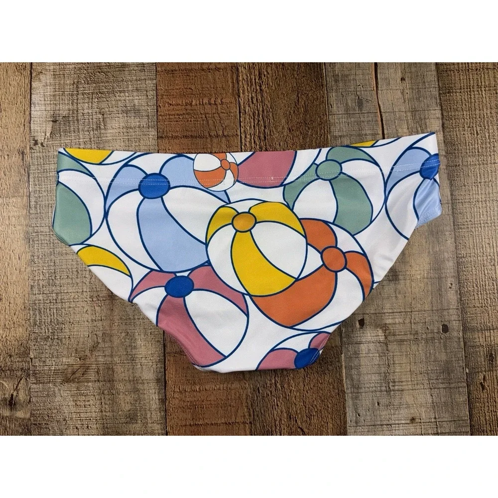 Mizok Wear Men's Swim Brief Size S Beach Ball Print Bikini Swimsuit NWT